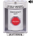 STI SS2382EX-EN Key-to-Reset Stopper Station with Horn, Indoor / Outdoor, Surface Mount, EMERGENCY EXIT Label, White