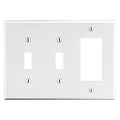 Hubbell P226W 3-Gang Wall Plate for 2 Toggle Switches and 1 Decorator-Style Device, White