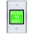SDC 423MU 420 Series Illuminated Push to Exit Button Switch, Electronic Timer, Fixed (30 seconds), DPDT, Green/Red Button, Dull Stainless