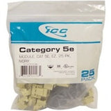 ICC IC107E5CIV CAT5e RJ45 Keystone Jack for EZ Style, 25-Pack, Ivory