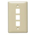 Hubbell NSP13I 1-Gang Wall Plate, Label-Less, Accommodates Three Ports, Ivory