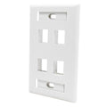Dynacom 10600-P4-WH Wall Plate, Classic Wall Plate Single-Gang, 4-Port, White