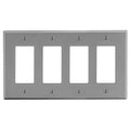Hubbell PJ264GY 4-Gang Wall Plate, Gray