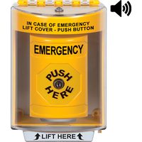 STI SS2280EM-EN Stopper Station with Horn, Indoor / Outdoor, Surface Mount, Key-to-Reset, EMERGENCY Label, Yellow