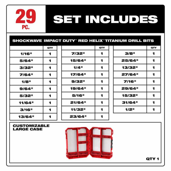 MILWAUKEE 48-89-4672 SHOCKWAVE Impact Duty™ RED HELIX™ Titanium Drill Bit Set