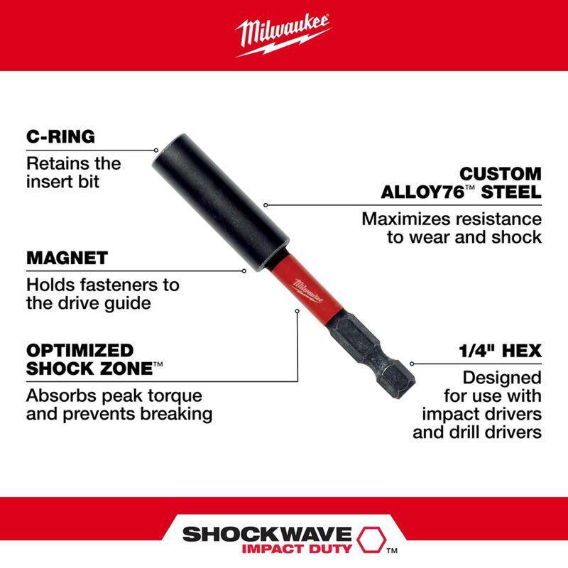 MILWAUKEE  48-32-4511 SHOCKWAVE™ Impact Magnetic Bit Holder