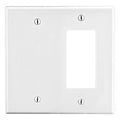 Hubbell PJ1326W Wall Plate, Two Gangs, One Decorator Opening, White