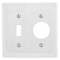 Hubbell NP17W 2-Gang Wall Plate, White, Accommodates One Toggle Switch with 0.406-Inch Opening