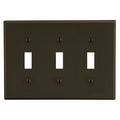 Hubbell P3 Wallplate, 3-Gang, 3-Toggle, Brown