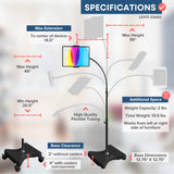 NEW - LEVO Gooseneck Tablet Floor Stand WITH Casters - detail view | Silarius