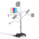 NEW - LEVO Gooseneck Tablet Floor Stand WITH Casters - side view | Silarius