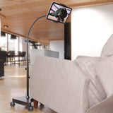 NEW - LEVO Gooseneck Tablet Floor Stand WITH Casters - detail view | Silarius