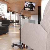 NEW - LEVO Gooseneck Tablet Floor Stand WITH Casters - rear view | Silarius