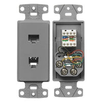 Hubbell NS784GY CAT5e Plate Frame with F Coax, Gray