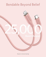 Anker 641 USB-C to Lightning Cable (Flow, 3 ft Silicone) - detail view | Silarius