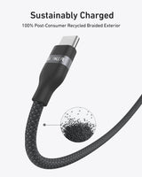 Anker USB-C to USB-C Cable (3 ft / 6 ft, 240W, Upcycled-Braided) - detail view | Silarius