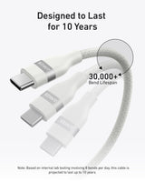 Anker USB-C to USB-C Cable (3 ft / 6 ft, 240W, Upcycled-Braided) - detail view | Silarius