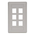 Hubbell IFP16OW Wallplate Flush 1-Gang 6-Port Keystone Wallplate, Office White