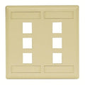 Hubbell IFP26EI Wallplate Flush 2-Gang 6-Port Electric Wallplate, Ivory