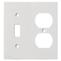 Hubbell KP18W KP Series Wallplate, Nylon, 2-Gang, 1) Duplex 1) Toggle, White