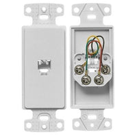Hubbell NS770W Voice Jacks Wallplate, Frame with Jack, 6 Position, 4 Connector, Pack of 1, White