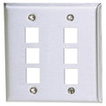 Hubbell SSF206 Wallplate Stainless Steel 2-Gang 6-Port Wall Plate