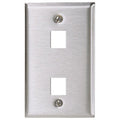 Hubbell SST1474 1-Gang Wall Plate With Two Jacks, Stainless Steel