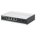 Intellinet 508254 4-Port Gigabit Ethernet PoE+ Industrial Switch with 2-Port SFP, PoE Power Budget 120W, Endspan, DIN-Rail Mount, IP40, Metal Housing