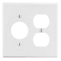 Hubbell P78W 2-Gang Wall Plate with One Duplex Outlet and 1.40-Inch Opening, White