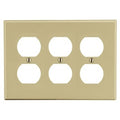 Hubbell P83I 3-Gang Duplex Wall Plate, Ivory