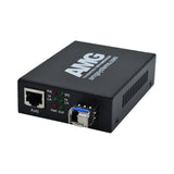 AMG Systems AMG210M-1GAT-1SS1A-P30 210M PoE Series Mini Ethernet Media Converter, 1-Port 10/100/1000BaseT(x) RJ45 with 30W PoE+, 1-Port 1000BaseFx Singlemode, 1-Fiber, 1310nm, LC Connector, 20Km