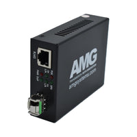 AMG Systems AMG210M-1GAT-1SS1B-P30 210M PoE Series Mini Ethernet Media Converter, 1-Port 10/100/1000BaseT(x) RJ45 with 30W PoE+, 1-Port 1000BaseFx Singlemode, 1-Fiber, 1550nm, LC Connector, 20Km