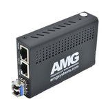 AMG Systems AMG210M-2G-1SM2 2+1 Commercial Media Converter, 2-Port 10/100/1000Base-T(x) RJ45, 1-Port 1000Base-Fx, Multimode, 2-Fiber, 850nm, LC Connectors