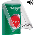 STI SS21A5EX-EN Stopper Station with Horn, Indoor, Flush / Surface, 'EMERGENCY EXIT' English Label, Green