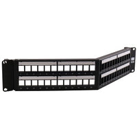 Hubbell HPJ48A 48-Port Angled Unloaded Panels, 19", Black