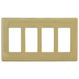 Hubbell NPS264I 4-Gang Decora Snap-On Wall Plate, Ivory