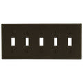 Hubbell P5 Wallplate, 5-Gang, 5-Toggle, Brown