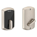 Schlage BE467F GRW 619 12-398 10-147 Mobile Enabled Smart Interconnected Lock, Deadbolt Latch Dual Option, Square Corner Strike, 1-1/8"x2-3/4", Lip Length 1-1/8", Satin Nickel
