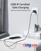 Anker USB-C to USB-C Cable (3 ft / 6 ft, 240W, Upcycled-Braided) - detail view | Silarius
