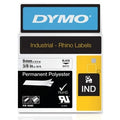DYMO 18482 Rhino Permanent Poly Labels 3/8in 18ft, Black Print on White, (Replaces 18484)