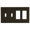 Hubbell P2262 Wall Plate, Four Gangs with Two Toggle and Two Decorator Openings