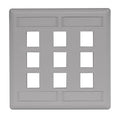 Hubbell IFP29GY 2-Gang 9-Port Flush Wall Plate, Gray