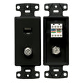 Hubbell NS785BK Plate Frame with F Coax and CAT5e Jack, Black