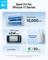 Anker Nano Power Bank (10K, 45W, Built-In Retractable USB-C Cable) - side view | Silarius