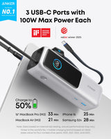 Anker Laptop Power Bank (25K, 165W, Built-In and Retractable Cables) - detail view | Silarius