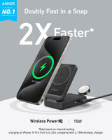 Anker MagGo Wireless Charging Station (Foldable 3-in-1) - detail view | Silarius
