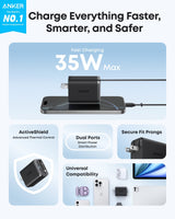Anker Nano Charger (35W, Built-In Retractable USB-C Cable) - detail view | Silarius