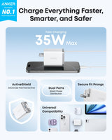 Anker Nano Charger (35W, Built-In Retractable USB-C Cable) - side view | Silarius