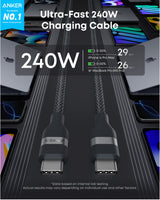 Anker USB-C to USB-C Cable (3 ft / 6 ft, 240W, Upcycled-Braided) - detail view | Silarius