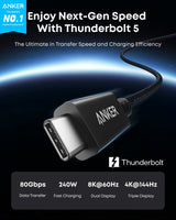 Anker Prime Thunderbolt 5 Cable (3.3 ft/1.7 ft, 80 Gbps, 240W) - detail view | Silarius